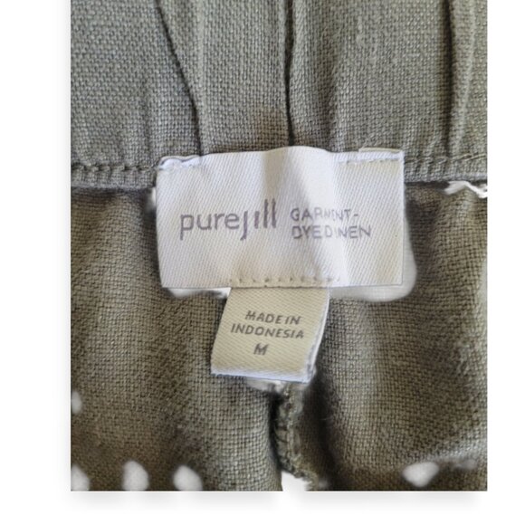 J. Jill Pure Jill Linen Pants Sage Green Stretch Waist M EUC breathable pull-on - Picture 4 of 12